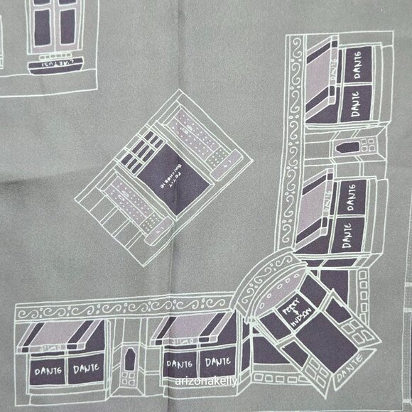 NWOT Silk Scarf Hand Rolled New York City Greenwich Village Manhattan Landmarks - Picture 10 of 13